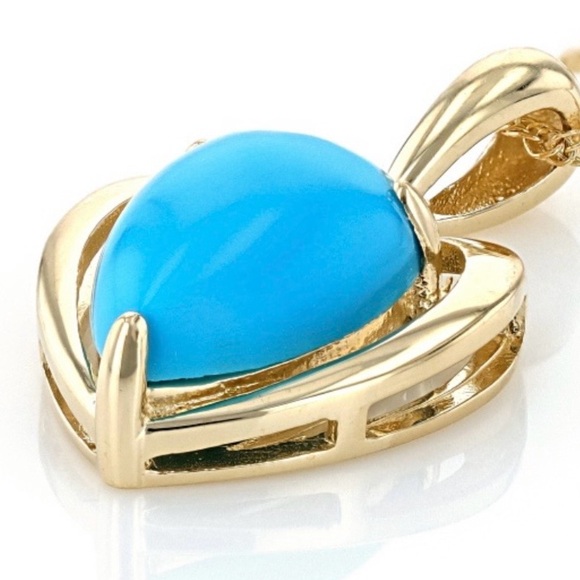 🤩 NWOT 12X8 SLEEPING BEAUTY TURQUOISE WITH WHITE DIAMOND REAL 10K GOLD PENDANT - Picture 5 of 9